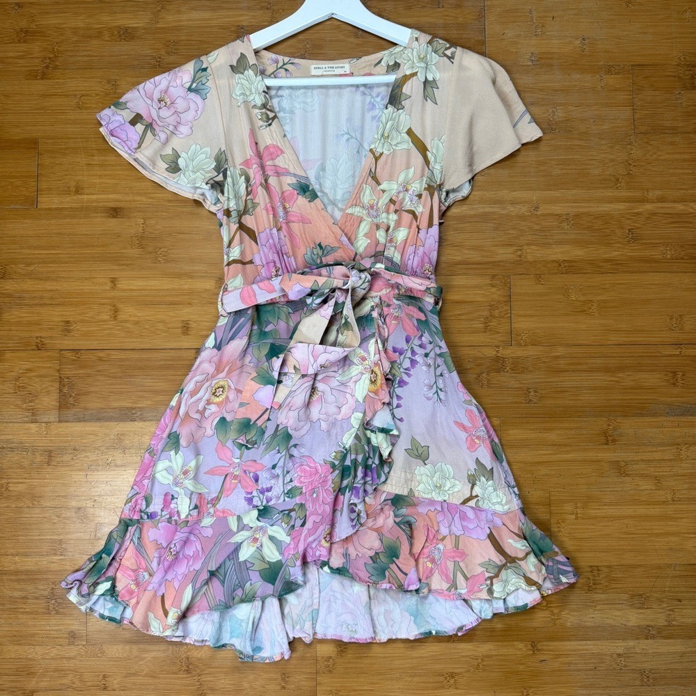 Spell & The Gypsy Womens Mini Dress Boho Floral Size XS Ethereal Festival - Picture 3 of 12